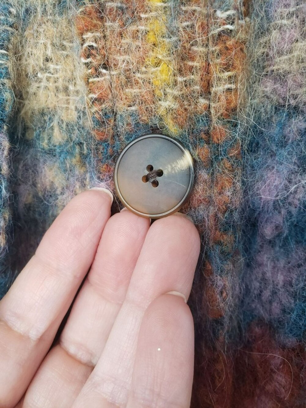 No. 6 Store Wilson Jacket Wool Blend Plaid Shacket Oversized Fuzzy Blue Purple - Picture 3 of 13